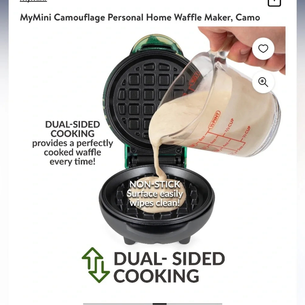 NWT Nostalgia Mini Waffle Maker Pink Camouflage